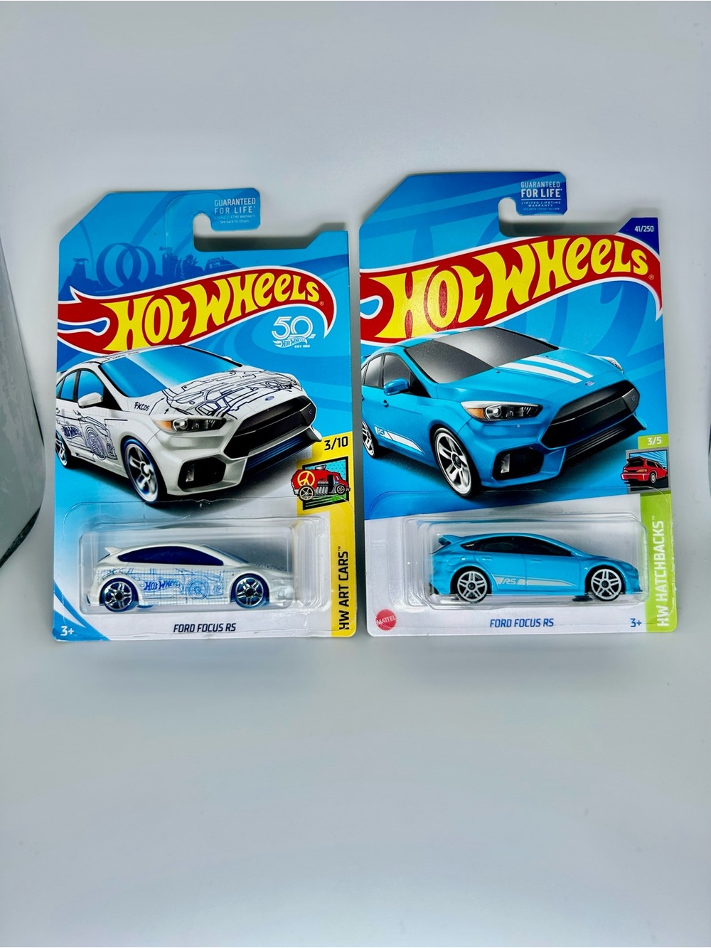 Hot Wheels Ford Lot Of 2x - Ford Focus RS Blue & White 2018 Kmart Exclusive NEW